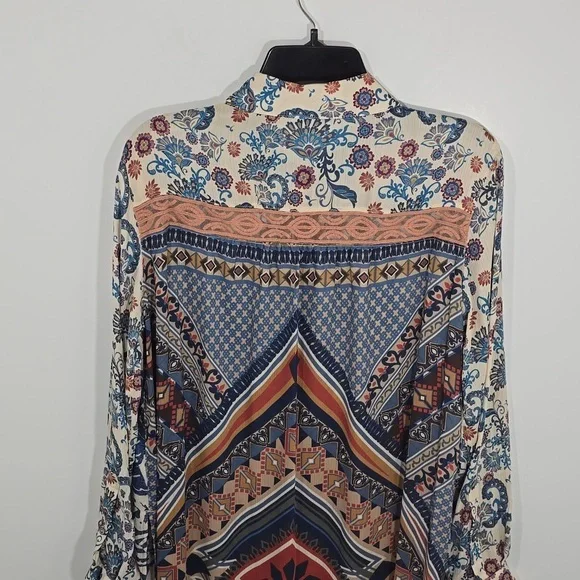 {Vincente} Women's Paisley Print Tunic Duster - Size Medium - Picture 5 of 16